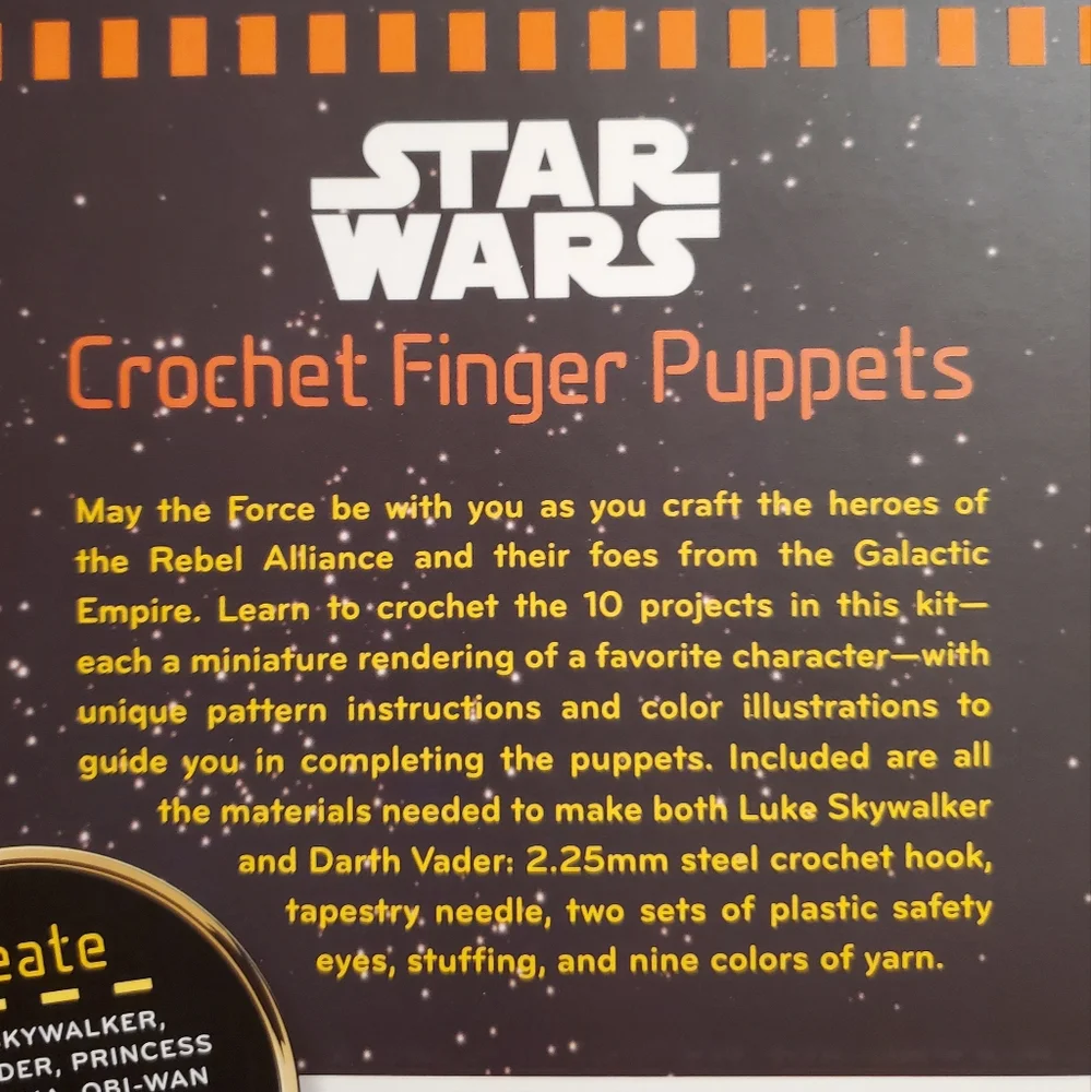 Star Wars Crochet Finger Puppet Kit (Luke & Darth) - Picture 3 of 5